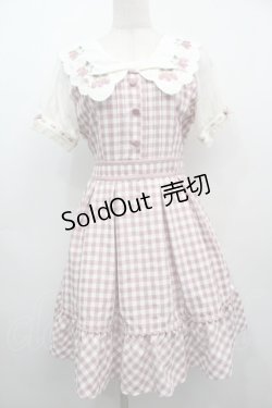画像1: LIZ LISA / ストロベリーレースギンガムワンピース  ピンク S-25-09-11-049-LO-OP-HR-ZS