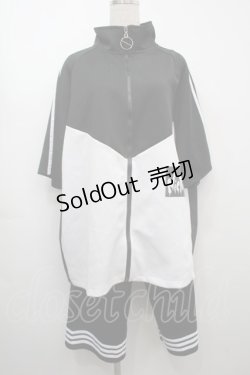 画像1: NieR Clothing / ライン入りセットアップ  黒x白 S-25-09-11-054-PU-BL-HR-ZI