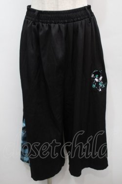 画像1: NieR Clothing / シエル刺繍サイドZIPパンツ  黒ｘグリーン S-25-09-11-058-PU-PA-HR-ZS
