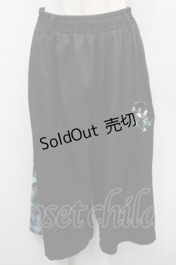 画像1: NieR Clothing / シエル刺繍サイドZIPパンツ  黒xグリーン S-25-09-11-058-PU-PA-HR-ZS