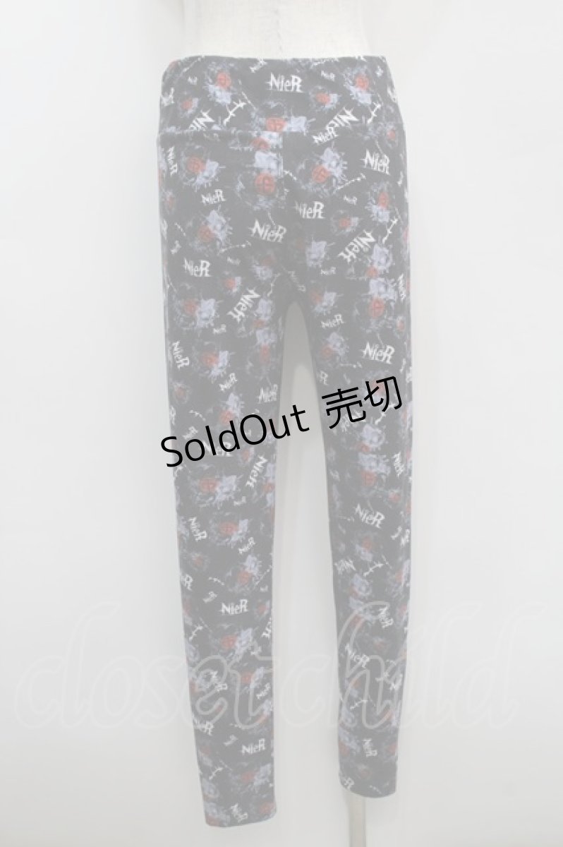 画像2: NieR CLOTHING / 総柄レギンスパンツ  黒S-25-09-11-059-PU-PA-HR-ZT588 (2)