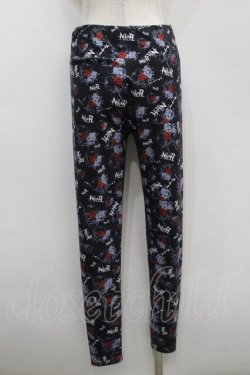 画像2: NieR Clothing / 総柄レギンスパンツ  黒 S-25-09-11-059-PU-PA-HR-ZS