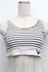 NieR Clothing / リブトップス  白ｘ黒 S-25-09-11-014-PU-TO-HR-ZI