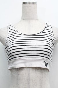 NieR Clothing / リブトップス  白ｘ黒 S-25-09-11-014-PU-TO-HR-ZI