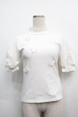 Jamie エーエヌケー / バタフライモチーフリブカットソー  白 S-25-09-11-016-LO-TO-HR-ZT508