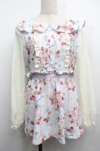 LIZ LISA / ベリーブーケ柄トップス  サックス S-25-09-11-017-LO-TO-HR-ZS