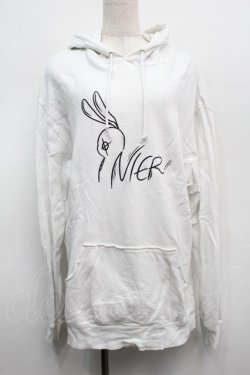 画像1: NieR Clothing / プリントフード付きプルオーバー  白 S-25-09-11-019-PU-TO-HR-ZS