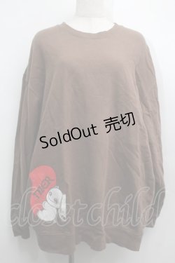 画像1: NieR Clothing / プリントスウェットトップス  茶 S-25-09-11-021-PU-TO-HR-ZI