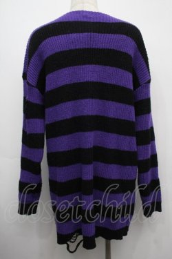 画像2: NieR Clothing / ボーダーニット  黒ｘ紫 S-25-09-11-023-PU-TO-HR-ZS