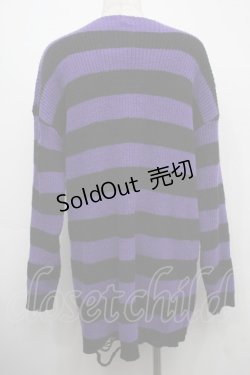 画像2: NieR Clothing / ボーダーニット  黒ｘ紫 S-25-09-11-023-PU-TO-HR-ZS