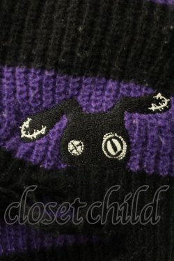 画像4: NieR Clothing / ボーダーニット  黒ｘ紫 S-25-09-11-023-PU-TO-HR-ZS
