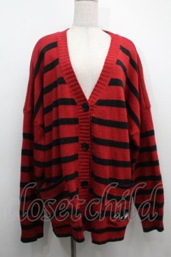 画像1: NieR Clothing / ボーダーカーディガン  黒ｘ赤 S-25-09-11-024-PU-TO-HR-ZS