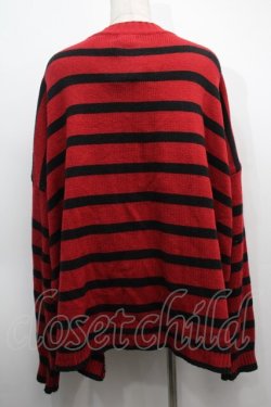 画像2: NieR Clothing / ボーダーカーディガン  黒ｘ赤 S-25-09-11-024-PU-TO-HR-ZS