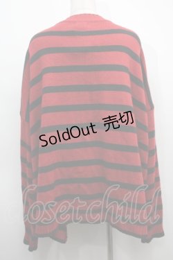 画像2: NieR Clothing / ボーダーカーディガン  黒x赤 S-25-09-11-024-PU-TO-HR-ZS