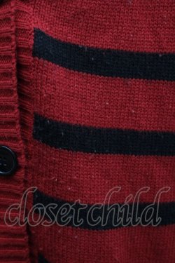 画像3: NieR Clothing / ボーダーカーディガン  黒ｘ赤 S-25-09-11-024-PU-TO-HR-ZS