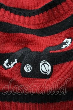 画像4: NieR Clothing / ボーダーカーディガン  黒ｘ赤 S-25-09-11-024-PU-TO-HR-ZS