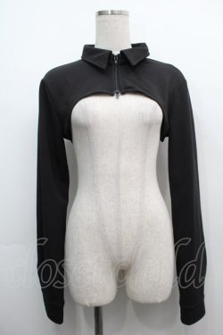 画像1: NieR Clothing / ショートZIPボレロ  黒 S-25-09-11-026-PU-BL-HR-ZS