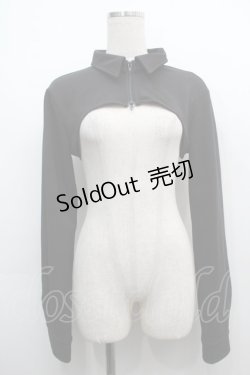 画像1: NieR Clothing / ショートZIPボレロ  黒 S-25-09-11-026-PU-BL-HR-ZI