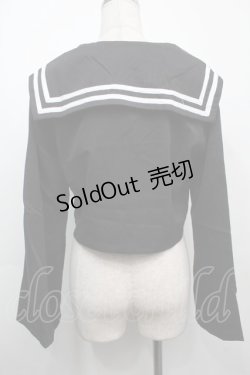 画像2: NieR Clothing / リボン付きセーラートップス  黒xグリーン S-25-09-11-027-PU-TO-HR-ZI