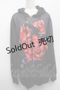 NieR Clothing / 転写パーカー  黒ｘ赤 S-25-09-11-035-PU-TO-HR-ZI