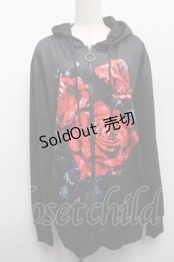 画像1: NieR Clothing / 転写パーカー  黒x赤 S-25-09-11-035-PU-TO-HR-ZI