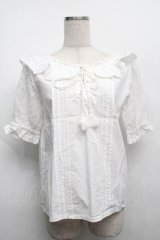 LIZ LISA / 襟付コットンブラウス  白 S-25-09-12-040-LO-TO-HR-ZT352