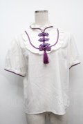 Amavel / チャイナモチーフスクエアヨーク切替ブラウス  白 S-25-09-12-041-CA-BL-HR-ZS