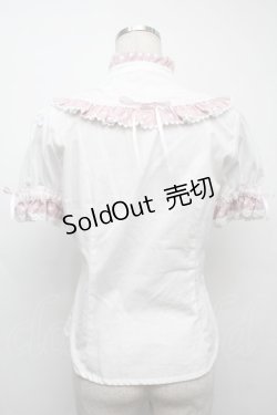 画像2: BABY,THE STARS SHINE BRIGHT / Milky Dot 立ち襟半袖ブラウス  白ｘピンク S-25-09-12-057-BA-BL-AS-ZS