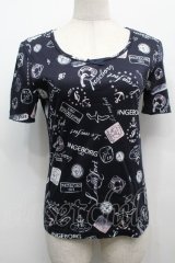 INGEBORG / マリン総柄半袖カットソー 9 ネイビー S-25-09-12-063-LO-TO-SA-ZT499