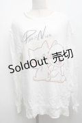 NieR Clothing / プリントスウェットトップス  白 S-25-09-13-005-PU-TO-HR-ZI