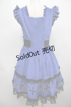 画像2: With Puji / ベロアジャンパースカート  青x黒 S-25-09-13-040-EL-OP-HR-ZS