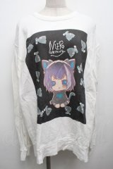 NieR Clothing / プリントスウェットトップス  白 S-25-09-13-006-PU-TO-HR-ZI