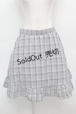 画像1: NieR Clothing / 刺繍ギンガムチェックスカート  グレー S-25-09-13-051-PU-SK-HR-ZS