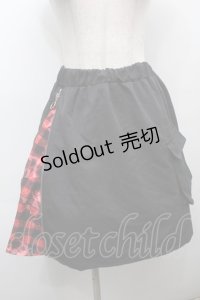 NieR Clothing / ZIP切替スカート  黒ｘ赤 S-25-09-13-053-PU-SK-HR-ZS