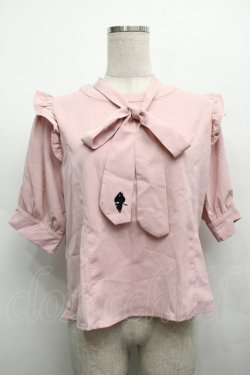 画像1: NieR Clothing / ボウタイ付シフォントップス  ピンク S-25-09-13-014-PU-BL-HR-ZS