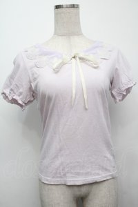 Fi.n.t / マリン刺繍襟半袖カットソー  ラベンダー S-25-09-13-015-CA-TO-HR-ZT498