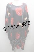 NieR Clothing / 転写プリントトップス  黒ｘ赤 S-25-09-13-023-PU-TO-HR-ZS