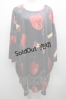 画像1: NieR Clothing / 転写プリントトップス  黒ｘ赤 S-25-09-13-023-PU-TO-HR-ZS