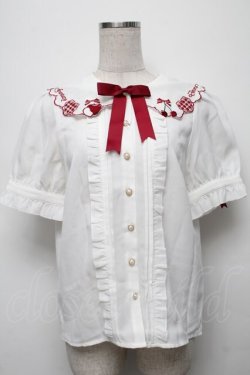 画像1: Amavel / ベリー刺繍ブラウス  白ｘ赤 S-25-09-13-003-CA-BL-HR-ZS