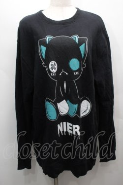 画像1: NieR Clothing / プリントスウェットトップス  黒 S-25-09-13-027-PU-TO-HR-ZS