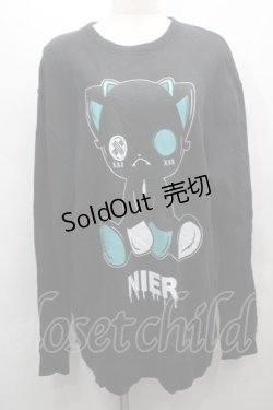 画像1: NieR Clothing / プリントスウェットトップス  黒 S-25-09-13-027-PU-TO-HR-ZI