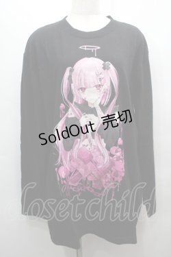 画像1: QOOZA / QOOZA × kanju TEE  黒ｘピンク S-25-09-13-028-GO-TO-HR-ZS