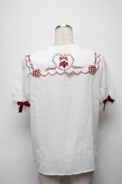 画像2: Amavel / ベリー刺繍ブラウス  白ｘ赤 S-25-09-13-003-CA-BL-HR-ZS