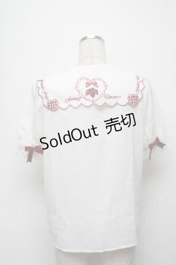 画像2: Amavel / ベリー刺繍ブラウス  白x赤 S-25-09-13-003-CA-BL-HR-ZS