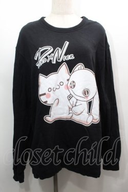 画像1: NieR Clothing / プリントスウェットトップス  黒 S-25-09-13-029-PU-TO-HR-ZS