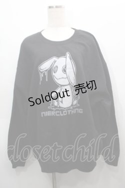 画像1: NieR Clothing / プリントスウェットトップス  黒 S-25-09-13-031-PU-TO-HR-ZS