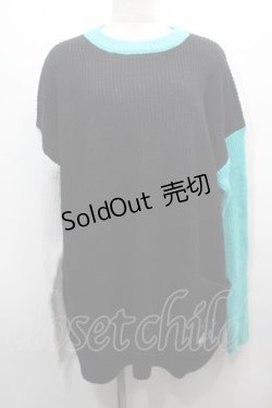 画像1: NieR Clothing / シエル配色ニット  黒ｘグリーン S-25-09-13-032-PU-TO-HR-ZS