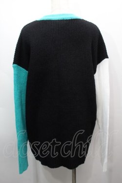 画像2: NieR Clothing / シエル配色ニット  黒ｘグリーン S-25-09-13-032-PU-TO-HR-ZS