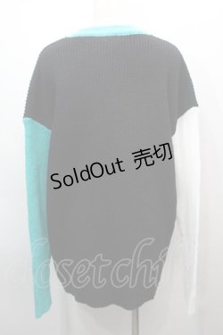 画像2: NieR Clothing / シエル配色ニット  黒ｘグリーン S-25-09-13-032-PU-TO-HR-ZS