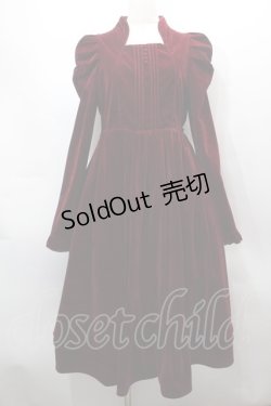 画像1: axes femme kawaii / クラシカルベロアワンピース  ワイン S-25-09-13-034-AX-OP-HR-ZS